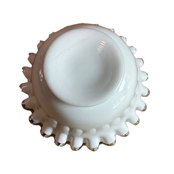 Vintage Fenton‎ Silver Crest Mayonnaise 2 Piece Set Milk Glass Scalloped Edges - Picture 5 of 9